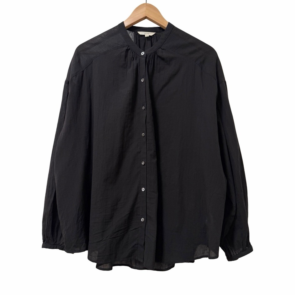 AE77 American Eagle Womens Textured Cotton Button Up Shirt Size XS Black Boho